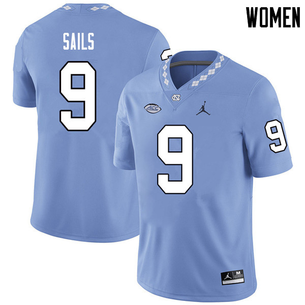 Jordan Brand Women #9 K.J. Sails North Carolina Tar Heels College Football Jerseys Sale-Carolina Blu